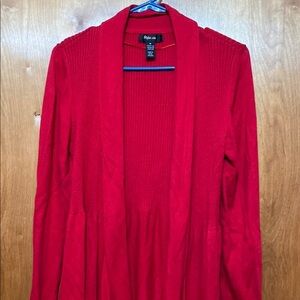 STYLE & CO. Red Medium Open-Front Draped Cardigan with Shawl Collar